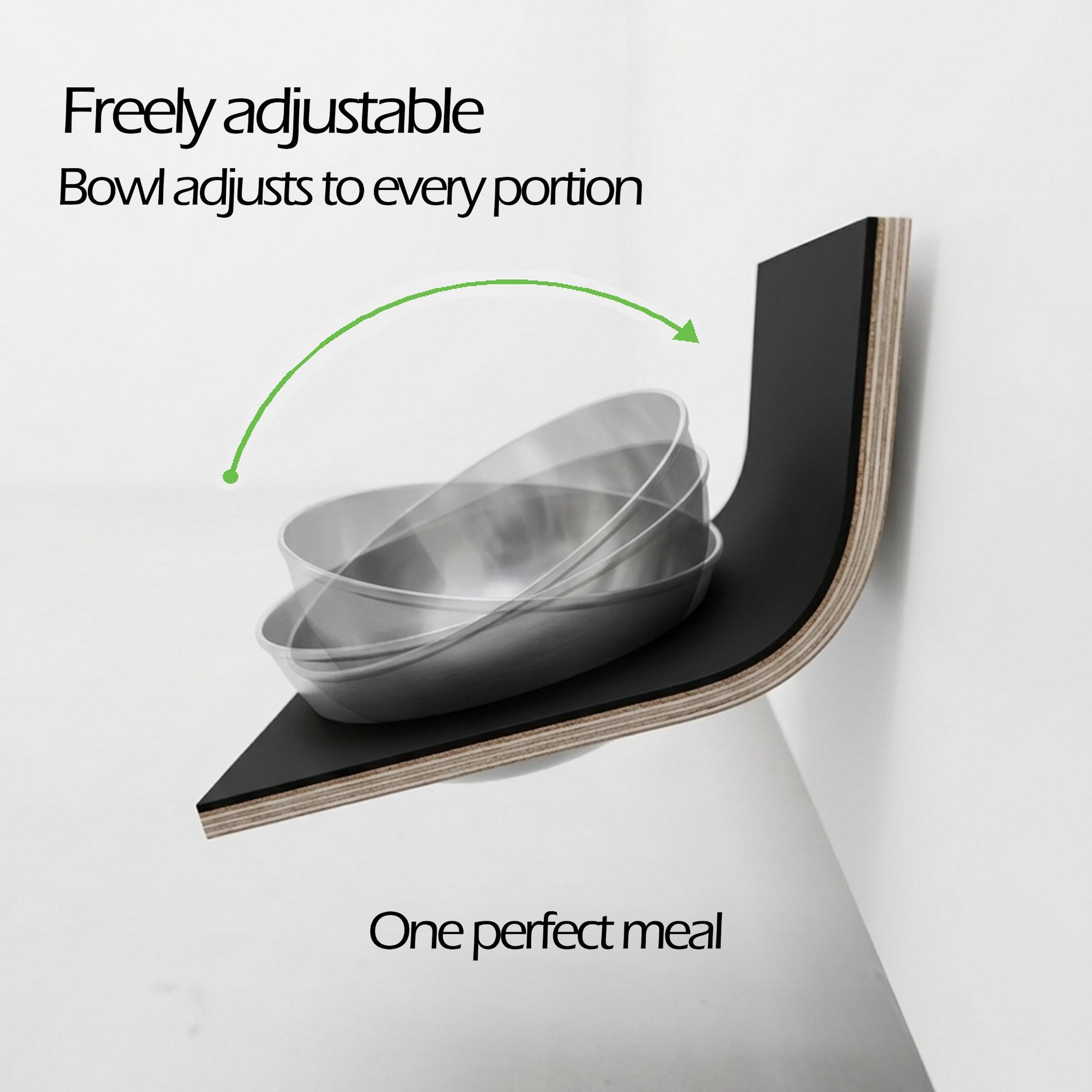 AERO-BOWL   Handmade Adjustable Wall-Mounted Cat Bowl – Ergonomic Design Splash Guard , Promotes Healthy Digestion, Stainless Steel, Easy Cleaning, Modern Aesthetic, Made in the USA