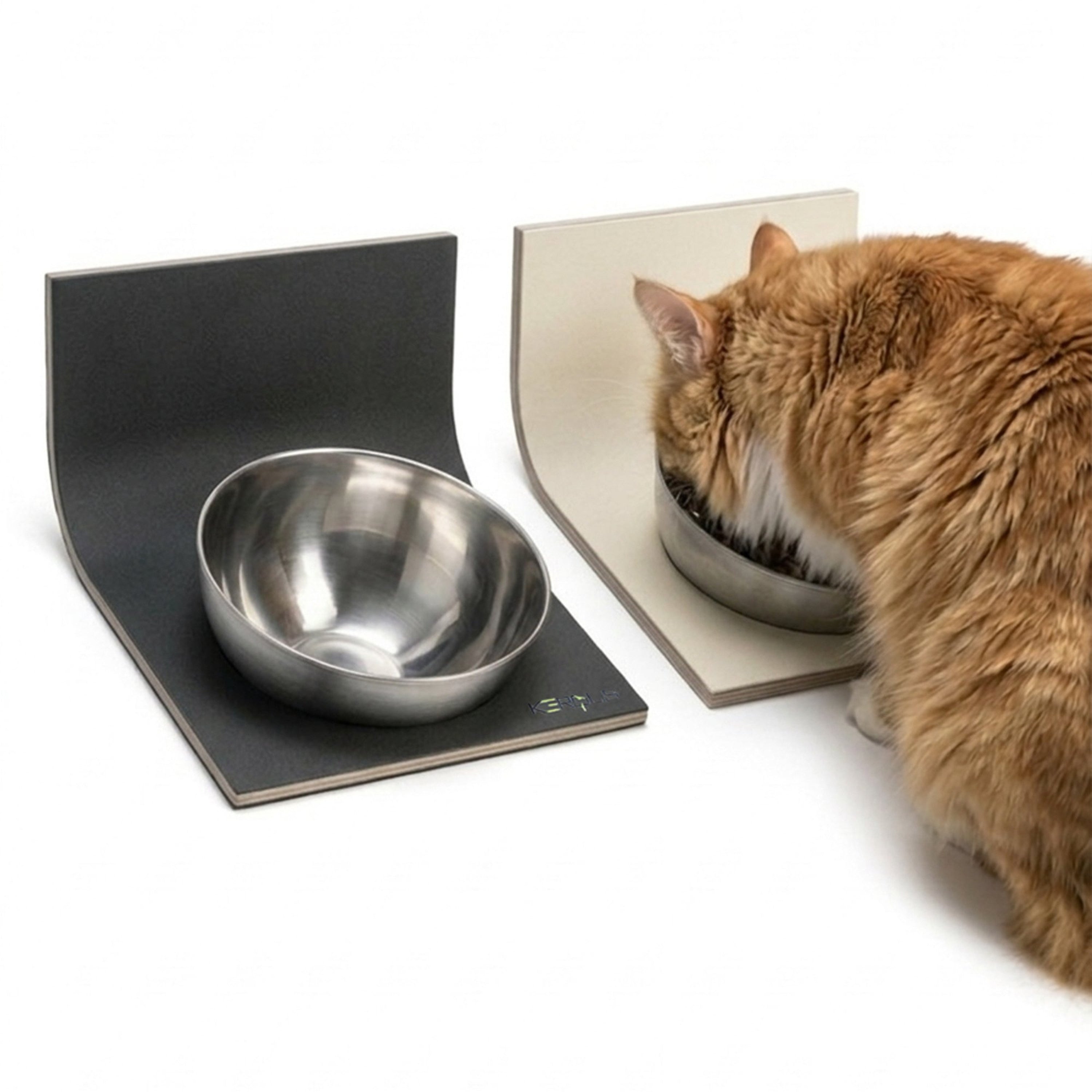 AERO-BOWL   Handmade Adjustable Wall-Mounted Cat Bowl – Ergonomic Design Splash Guard , Promotes Healthy Digestion, Stainless Steel, Easy Cleaning, Modern Aesthetic, Made in the USA